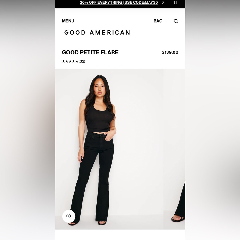GOOD AMERICAN black good PETITE flare jeans